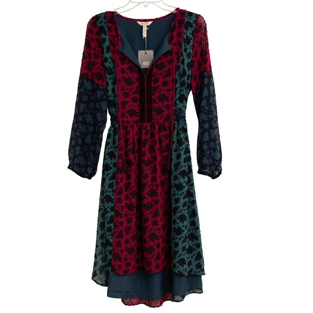 Matilda Jane NEW Floral Colorblock Midi Dress Dark Academia Whimsigoth Peasant
